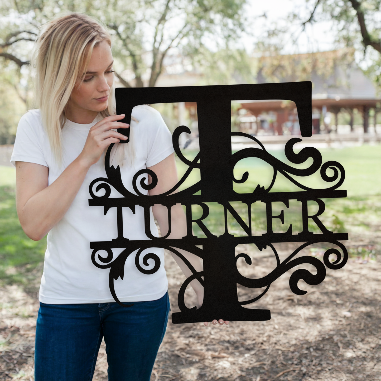 Personalized Split Letter Monogram Sign