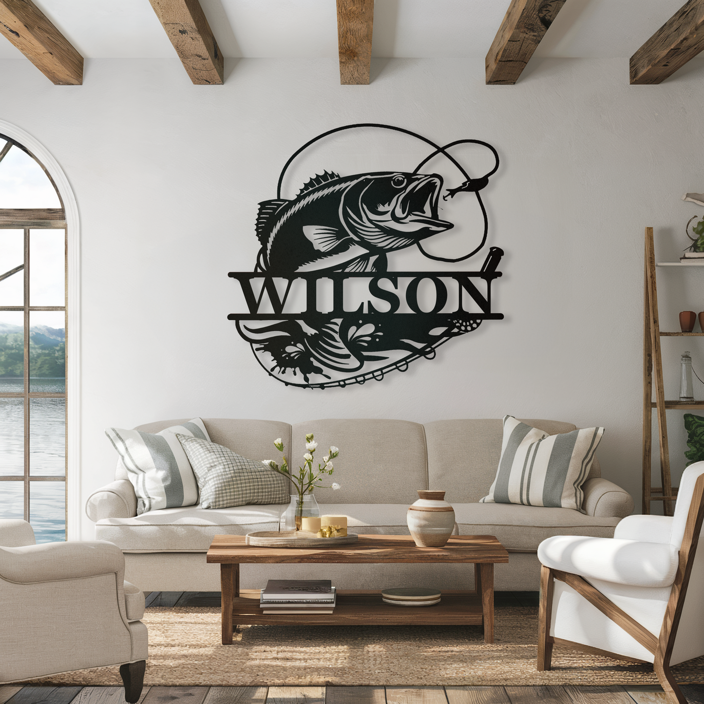 Bass Fishing Lakehouse Sign
