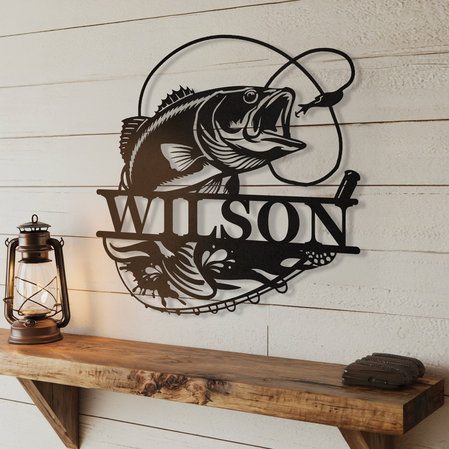 Bass Fishing Lakehouse Sign