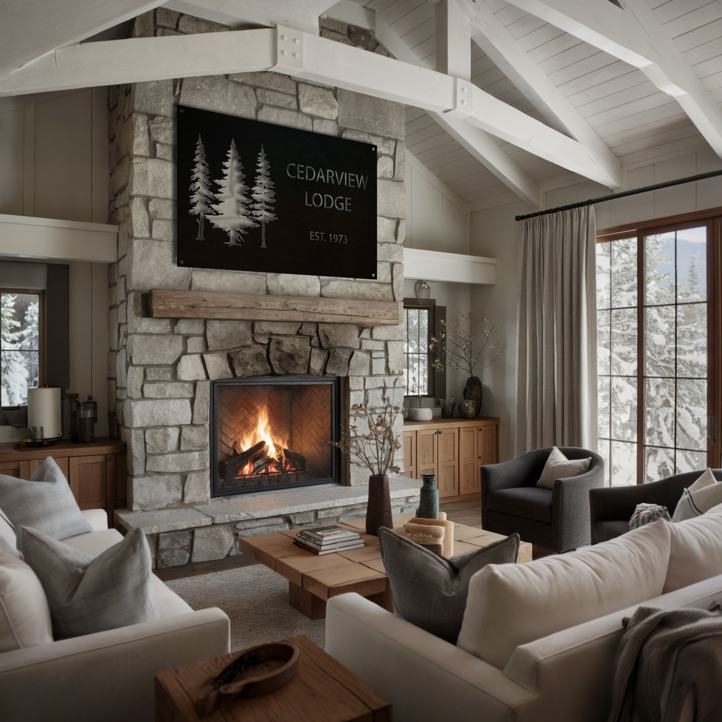 Personalized Pine Tree Lodge Sign
