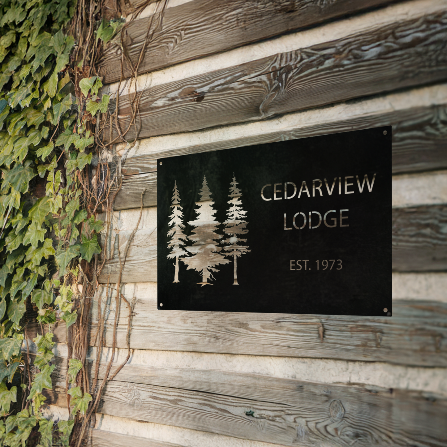 Personalized Pine Tree Lodge Sign