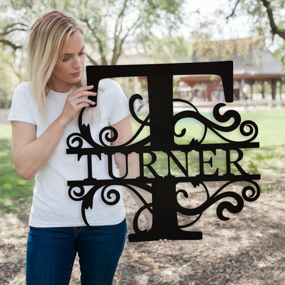 Personalized Split Letter Monogram Sign