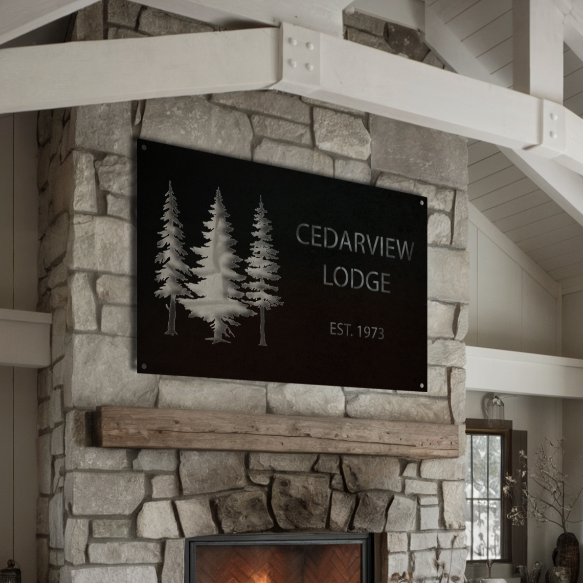 Personalized Pine Tree Lodge Sign