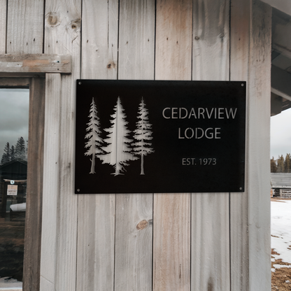 Personalized Pine Tree Lodge Sign